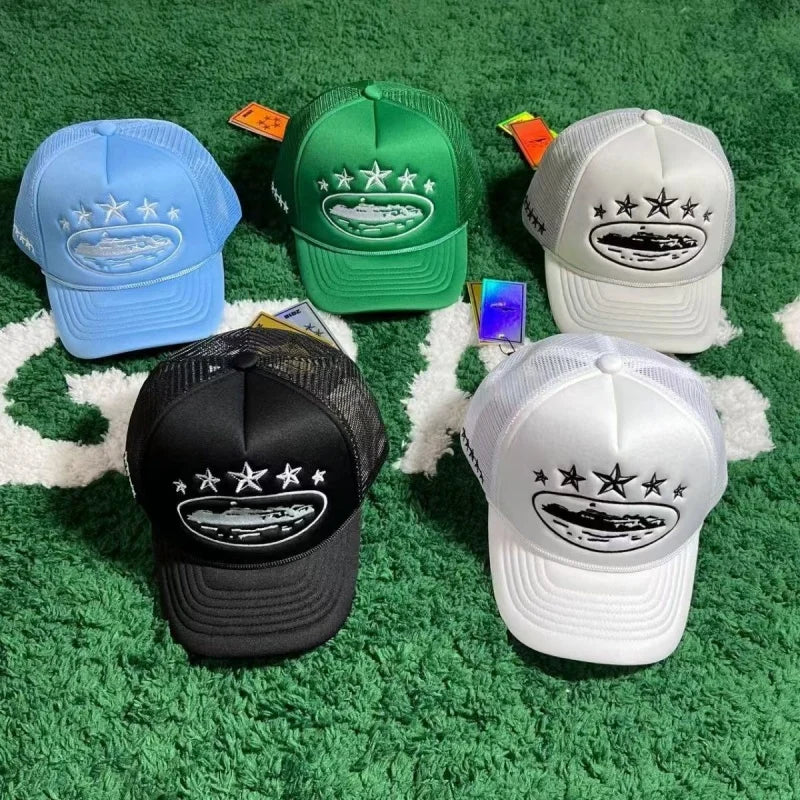 New Five Star Mesh Hat Men'S Street Hip Hop Hat Women'S Outdoor Sunshade Hat Cycling Skateboard Hat Daily Wearing Baseball Hat