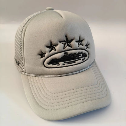 New Five Star Mesh Hat Men'S Street Hip Hop Hat Women'S Outdoor Sunshade Hat Cycling Skateboard Hat Daily Wearing Baseball Hat