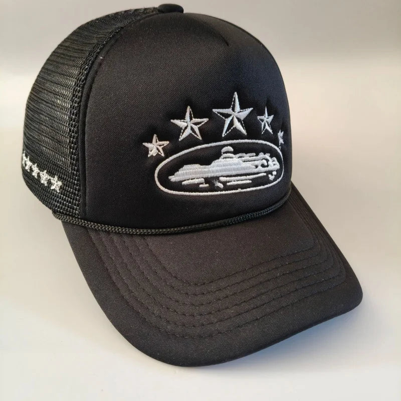 New Five Star Mesh Hat Men'S Street Hip Hop Hat Women'S Outdoor Sunshade Hat Cycling Skateboard Hat Daily Wearing Baseball Hat