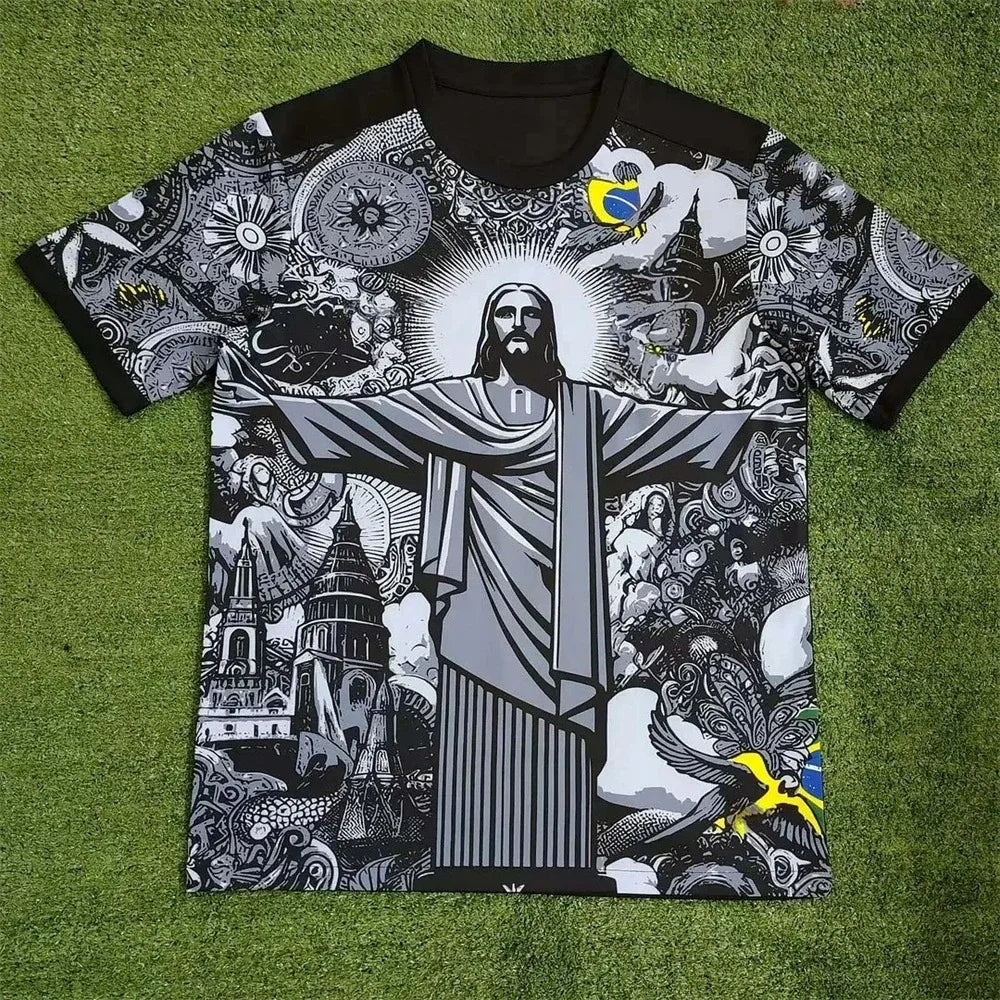 Summer Football Training Brazil Special Edition Jesus Football Jersey for Adults and Children - Outdoor Quick-Drying T-Shirt