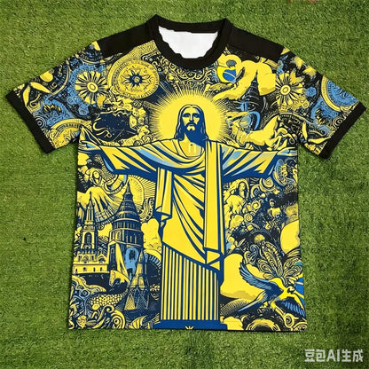 Summer Football Training Brazil Special Edition Jesus Football Jersey for Adults and Children - Outdoor Quick-Drying T-Shirt