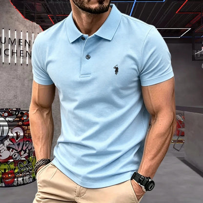 100% Pure Cotton High-End Brand Men'S Short Sleeve Polo Shirt 2026 Summer Luxury Fashion Pony Embroidery Golf Top Casual T-Shirt